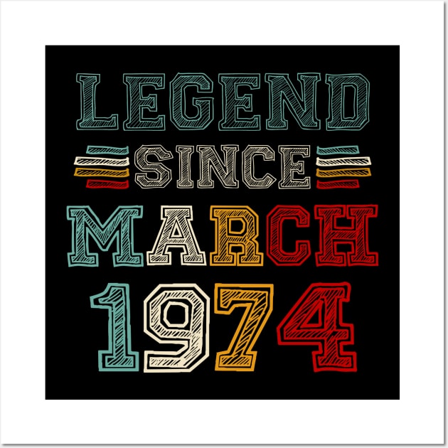 49 Years Old Legend Since March 1974 49th Birthday Wall Art by Red and Black Floral